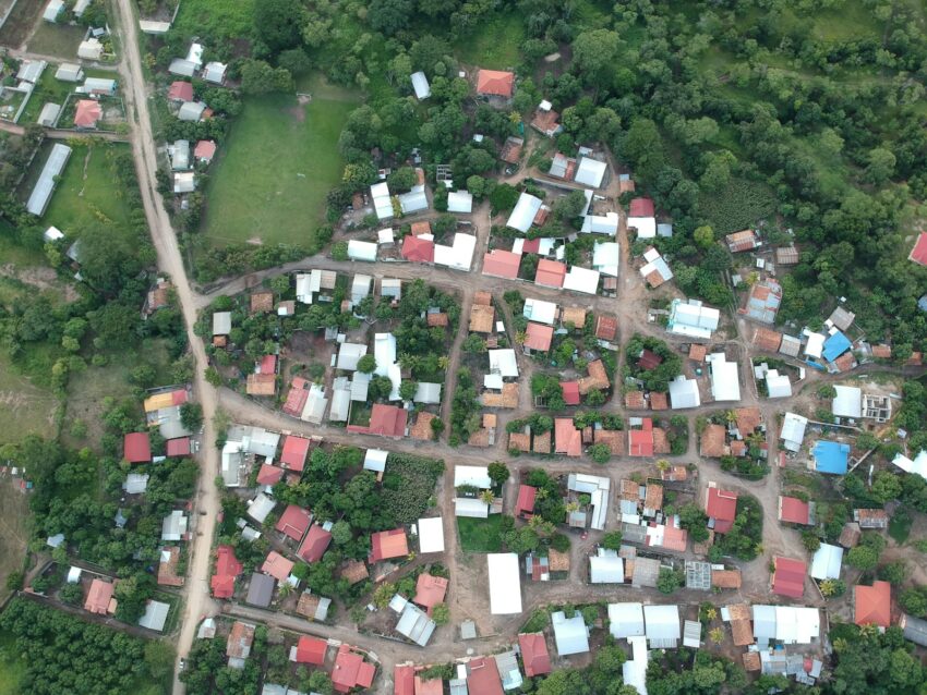 aerial view of a neighborhood